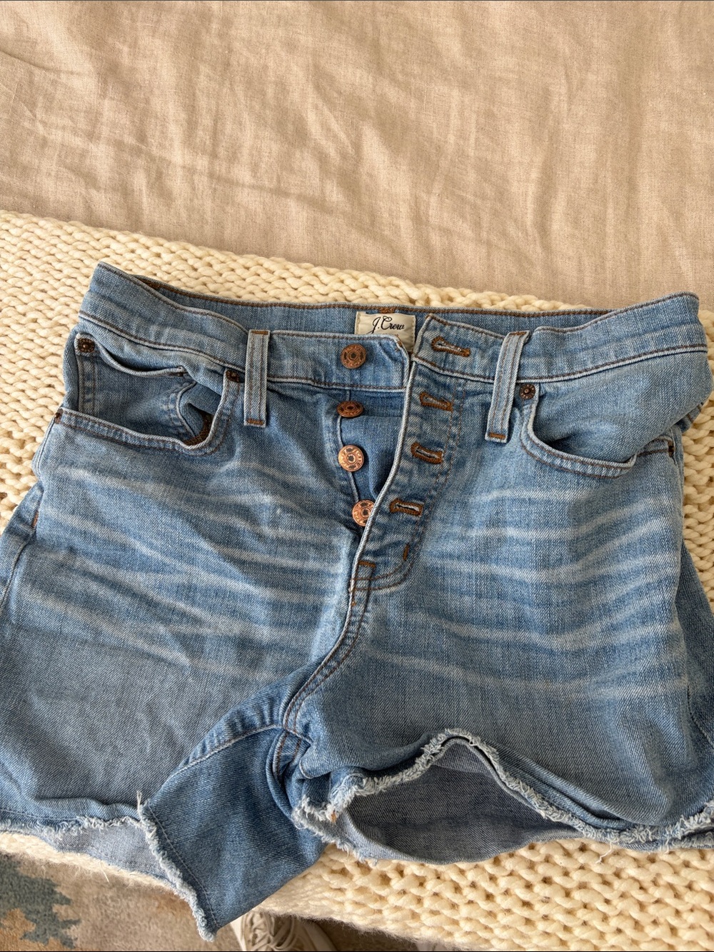 J. Crew Light Wash Denim Button-Front Cutoff Shorts